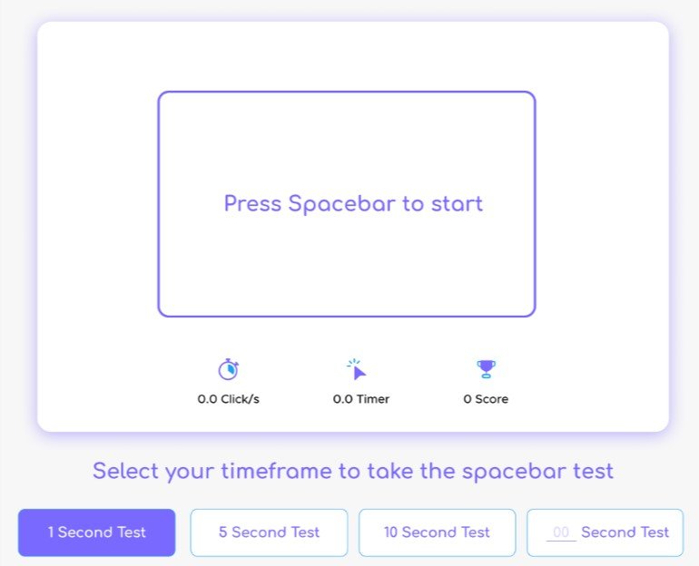 1 Second Spacebar Counter Test 