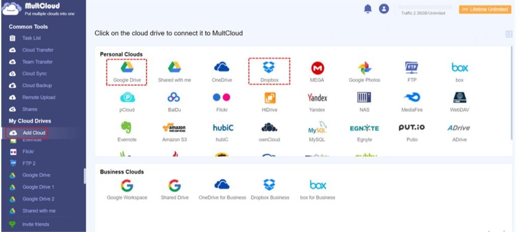 How to Sync Google Drive and Dropbox with MultCloud