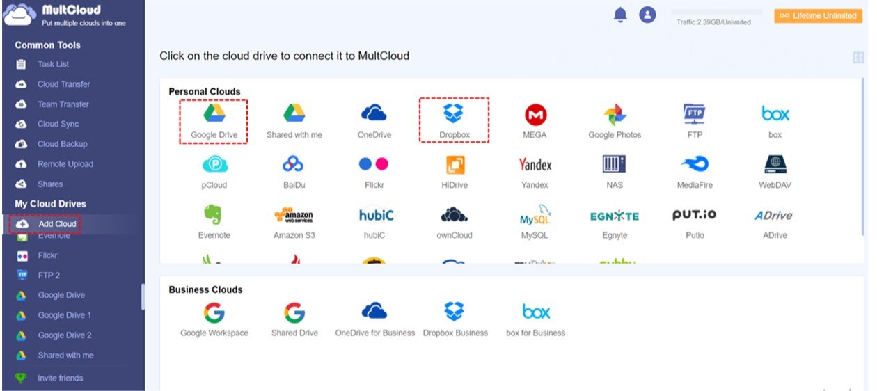 How to Sync Google Drive and Dropbox with MultCloud