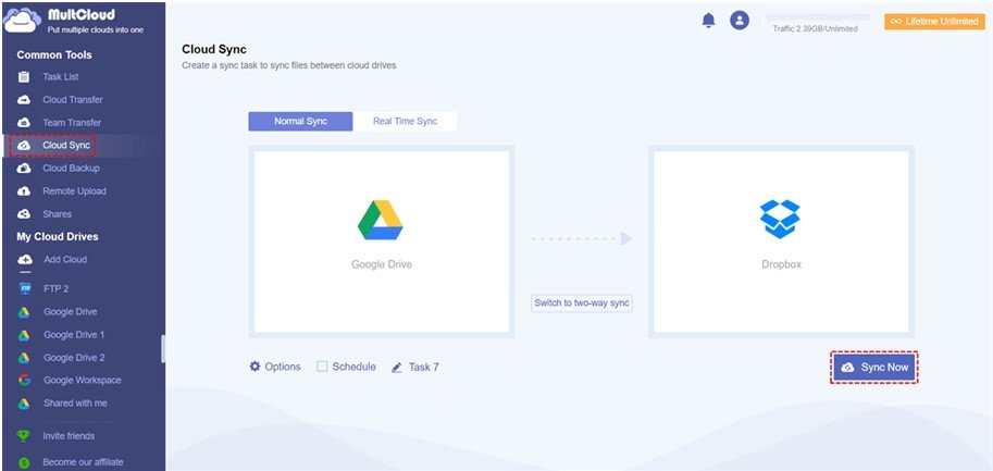 How to Sync Google Drive and Dropbox with MultCloud