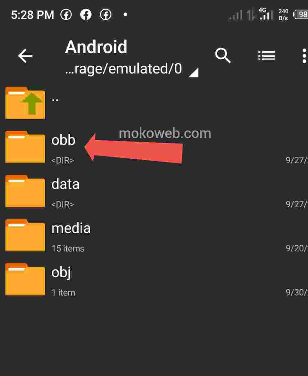 Android OBB Folder Screenshot